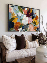 Vibrant Textured Rose Garden Canvas - Original Hand-Drawn Oil Painting