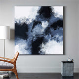 Textured Blue And Black Abstract Painting Dark Blue Wall Art Oversized Wall Art