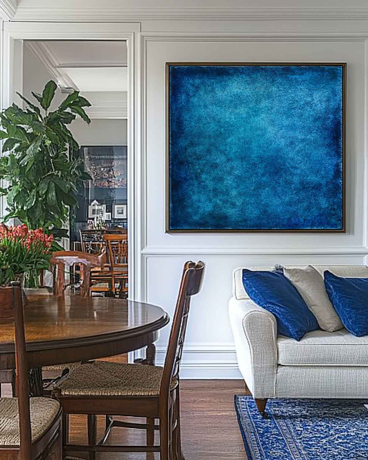 Wabi-Sabi Style Blue Texture Wall Art | Oversized Modern Canvas | ArtExplore Decor