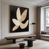 Wabi-sabi Black And Beige Painting Black Matisse Wall Art Black Beige Minimalist Livingroom Wall Art