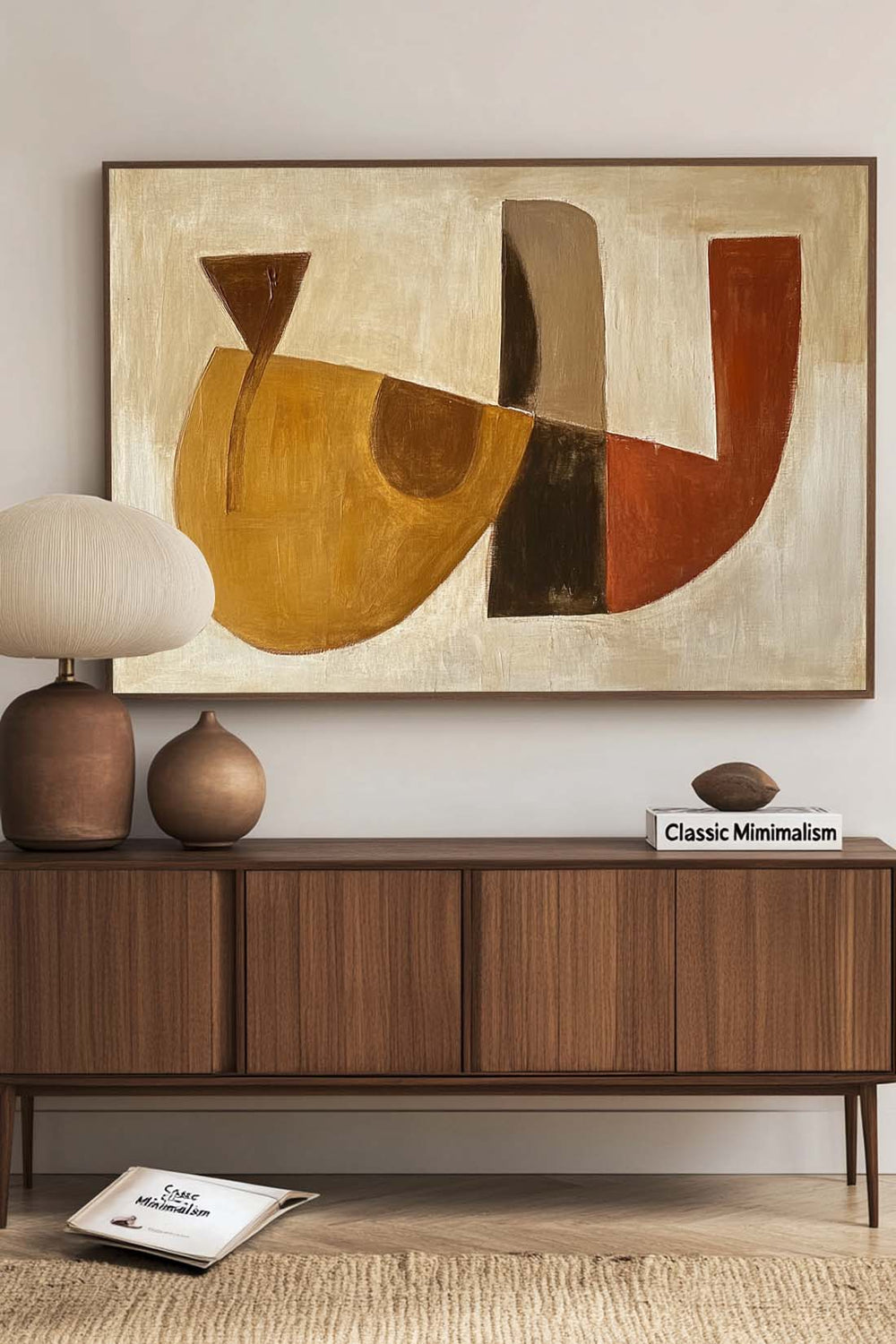 Wabi-sabi Brown Abstract Painting Minimalist Textured Art Large Horizontal Canvas Paintings For Sale