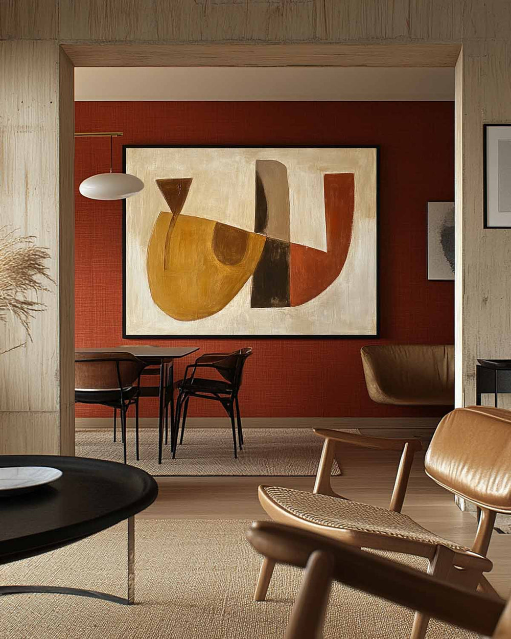 Wabi-sabi Brown Abstract Painting Minimalist Textured Art Large Horizontal Canvas Paintings For Sale