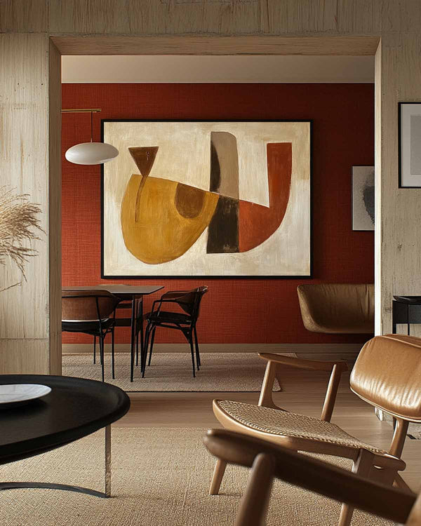 Wabi-sabi Brown Abstract Painting Minimalist Textured Art Large Horizontal Canvas Paintings For Sale