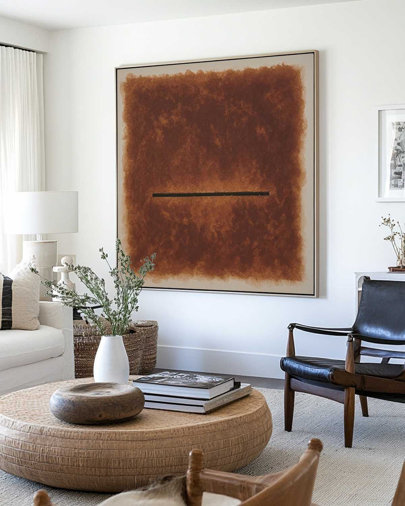 Wabi-sabi Brown Wall Art Large Gradient Monochrome Textured Canvas Art Brown Minimalist Art For Sale
