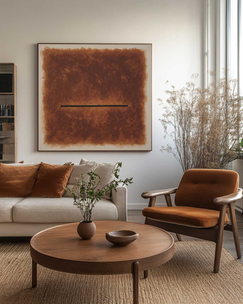 Wabi-sabi Brown Wall Art Large Gradient Monochrome Textured Canvas Art Brown Minimalist Art For Sale