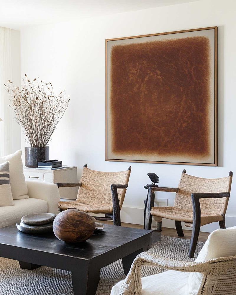 Wabi-sabi Brown Wall Art Large Pure Brown Textured Wall Art Brown Minimalist Art Livingroom Painting