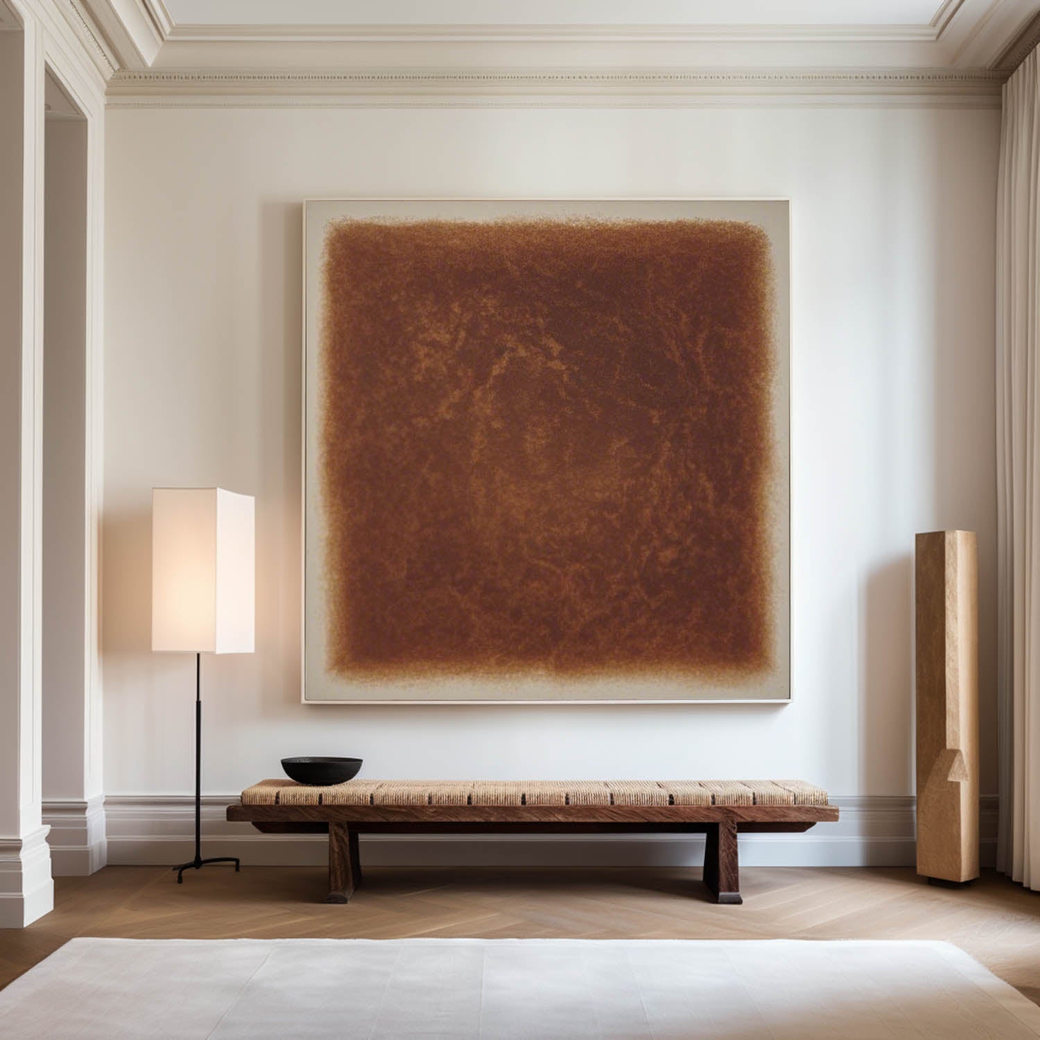 Wabi-sabi Brown Wall Art Large Pure Brown Textured Wall Art Brown Minimalist Art Livingroom Painting