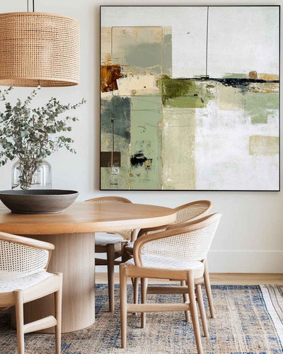 Wabi-sabi Green Painting Sage Textured Artworks Large Green Abstract Canvas Art Green Square Art