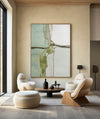 Wabi-sabi Green Texture Painting Large Sage Color Wall Art Modern Minimalist Wall Art For Sale