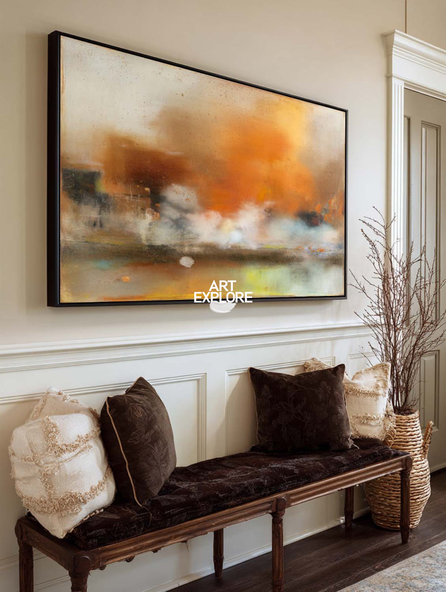 Original Textured Abstract Painting In Earth Tones With Handmade Brushstroke Details