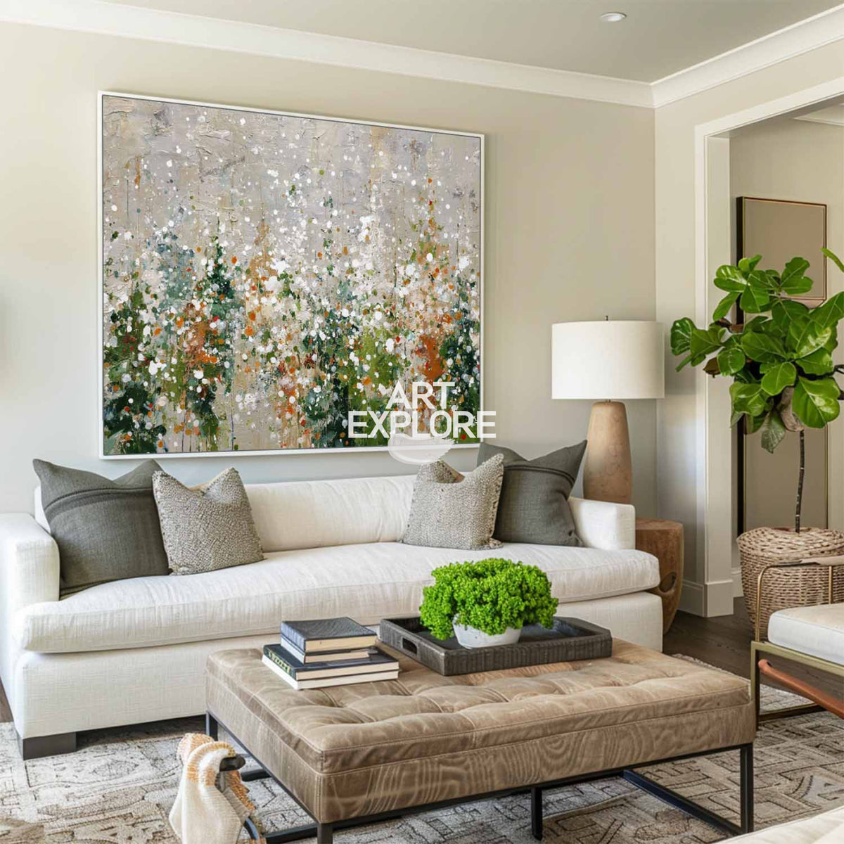 Wei Pen Large Sage Green Abstract Textured Art for Living Room Decor | ArtExplore