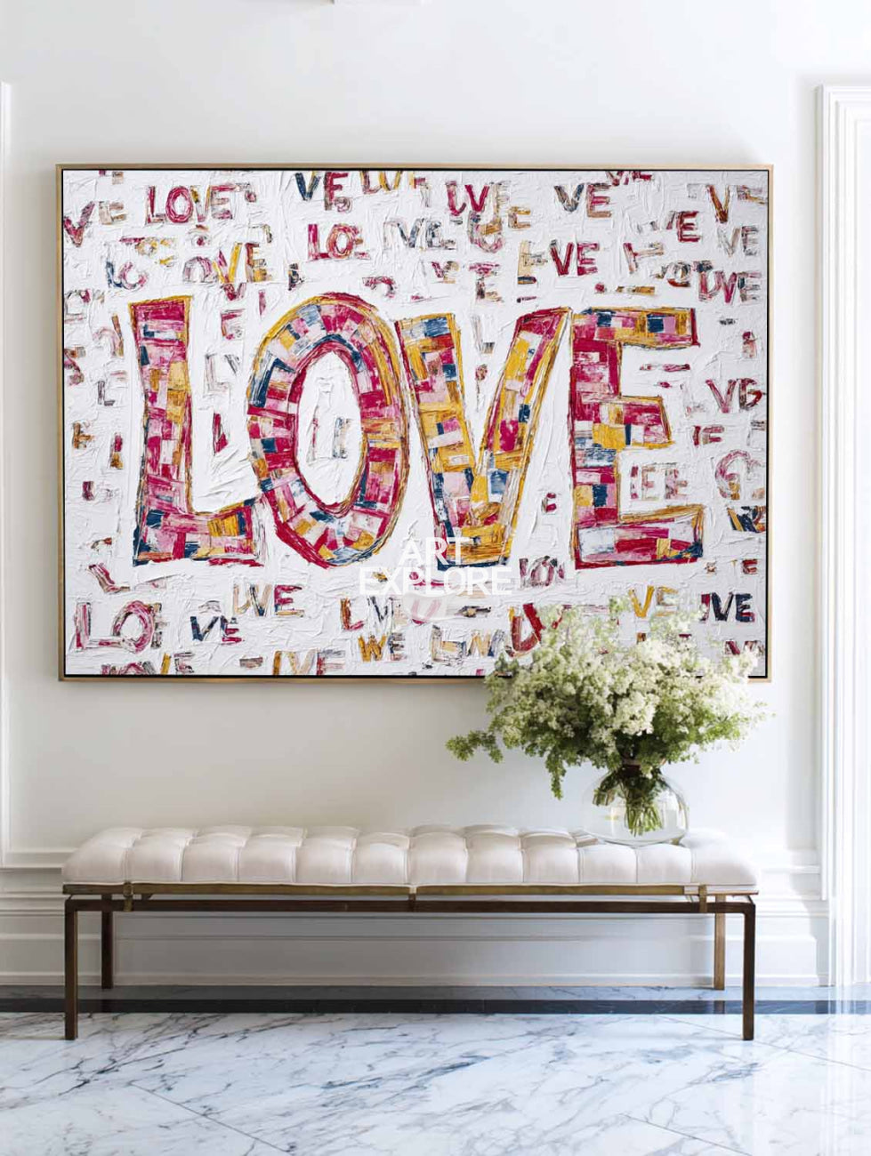 White Pink LOVE Canvas Art, Cozy Statement Wall Decor – ArtExplore