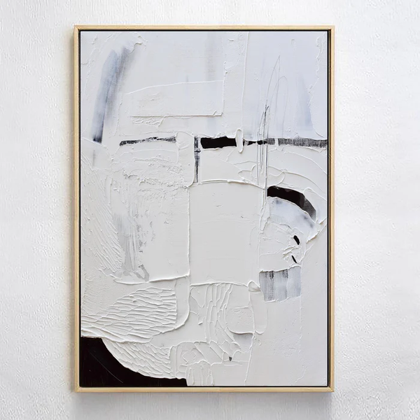 White Textured Plaster Wall Art – Minimalist Oil Painting | ArtExplore