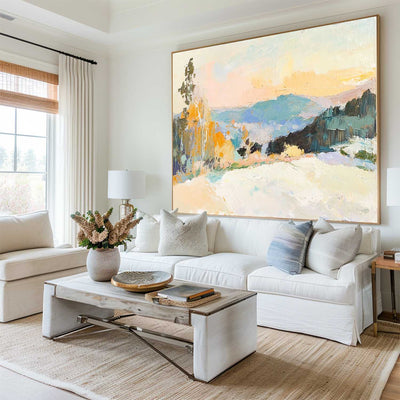 Large White Wall Art Textured Wall Art Colorful Minimalist Canvas Art Abstract Livingroom Wall Art