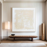 White and Beige Minimalist Abstract Art On Canvas Modern Painting Abstract Painting For livingroom