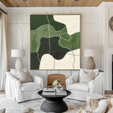 Large Green And White Geometric Wall Art Green Minimalist Painting Green Textured Wall Art