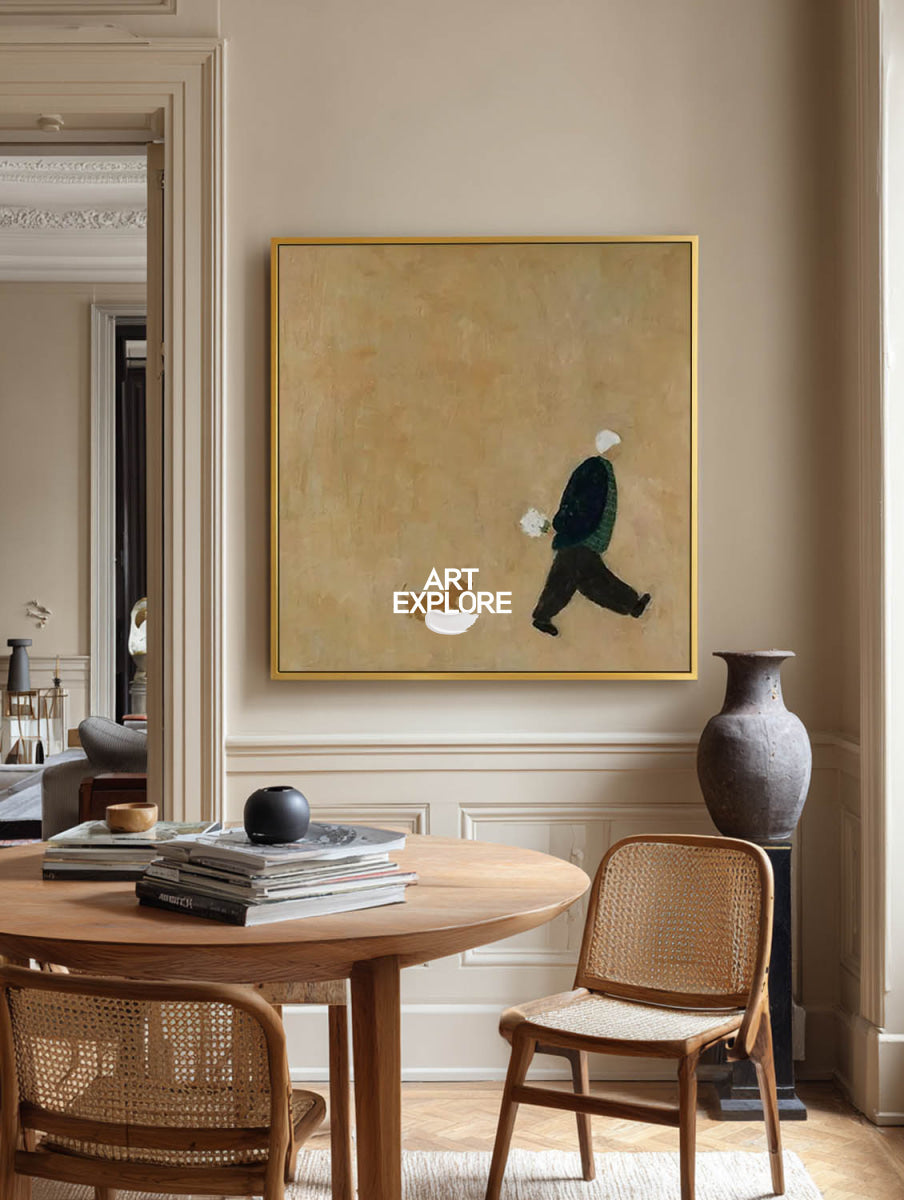 Modern Abstract Painting With Dog Figure For Contemporary Home Decor