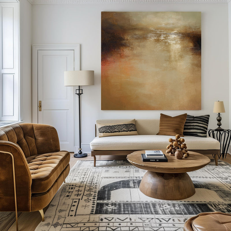 modern dark gold and brown abstract autumn scenery painting landscape oil painting on canvas abstract landscape art for living room