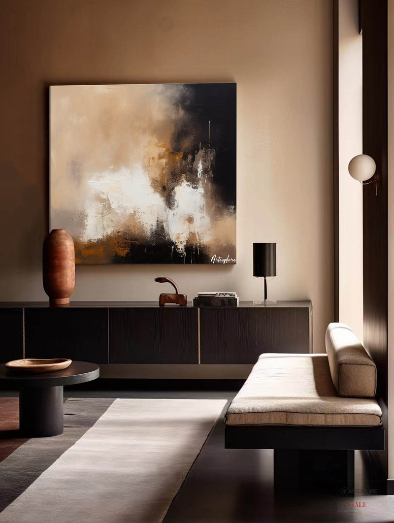 Wabi Sabi Black Brown Painting Textured Painting Minimalist Painting on Canvas Large Brown Art