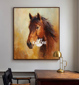 Modern Abstract Horse Painting Brown Tones Original Art For Living Room And Office Decor