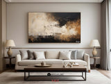 Large canvas paintings, dark beige and black abstract wall art, rich textured paintings