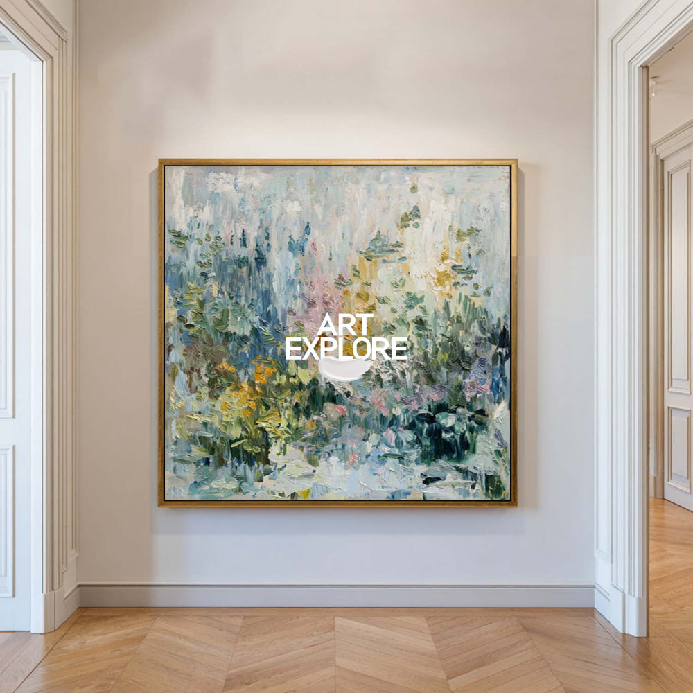 Abstract Floral Oil Painting With Impressionist Style For Modern Home Decor