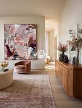 Modern Pink Abstract Painting With Textured Brushstrokes For Contemporary Home Decor