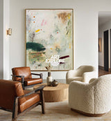 Modern Abstract Art Painting With Green Tones For Contemporary Living Room Decor