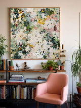 Hand Painted Green Abstract Oil Painting With Rich Texture For Modern Home Decor