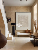 Minimalist Beige Abstract Art Original Canvas Painting For Living Room And Office