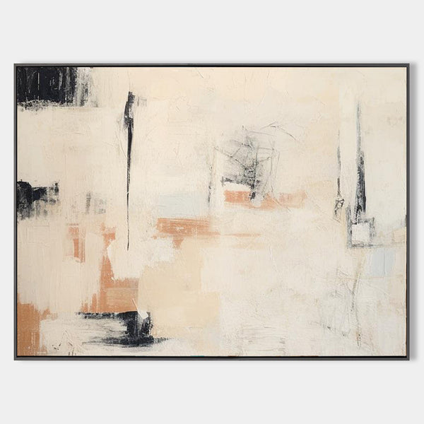 Black And Beige Abstract Painting Minimalist Art Large Horizontal Canvas Paintings For Sale