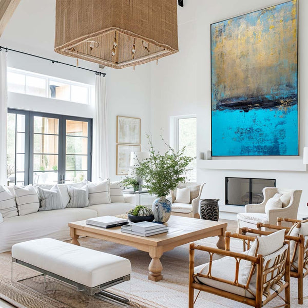 Large Abstract Ocean Acrylic Painting Modern Seascape Painting On Canvas Vertical Oversized Sea Scenery Canvas Art