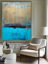 Large Abstract Ocean Acrylic Painting Modern Seascape Painting On Canvas Vertical Oversized Sea Scenery Canvas Art