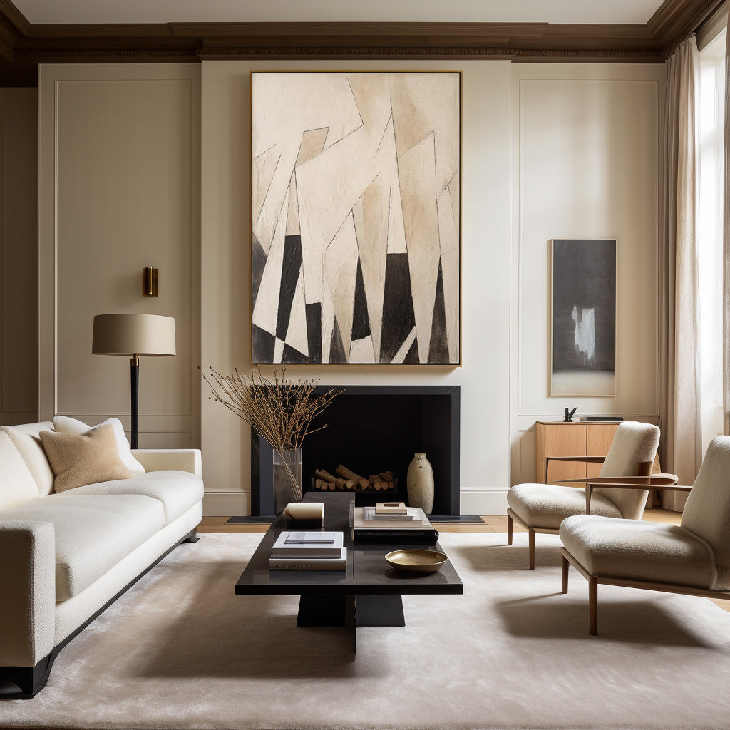 Modern Black And Beige Abstract Canvas Wall Art Earth Tone Minimalist Art Minimalist Painting 