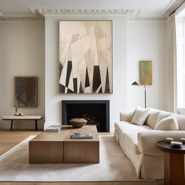 Modern Black And Beige Abstract Canvas Wall Art Earth Tone Minimalist Art Minimalist Painting 