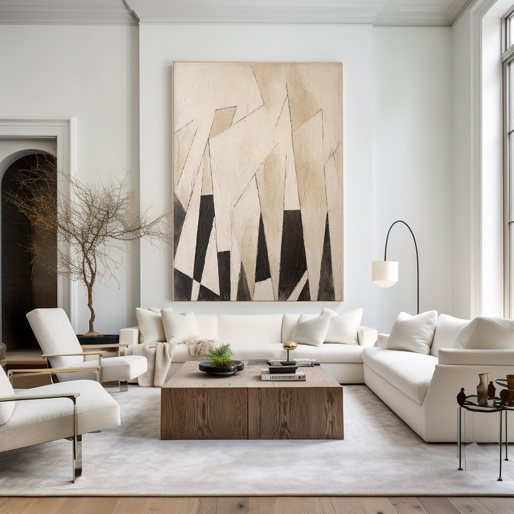 Modern Black And Beige Abstract Canvas Wall Art Earth Tone Minimalist Art Minimalist Painting  