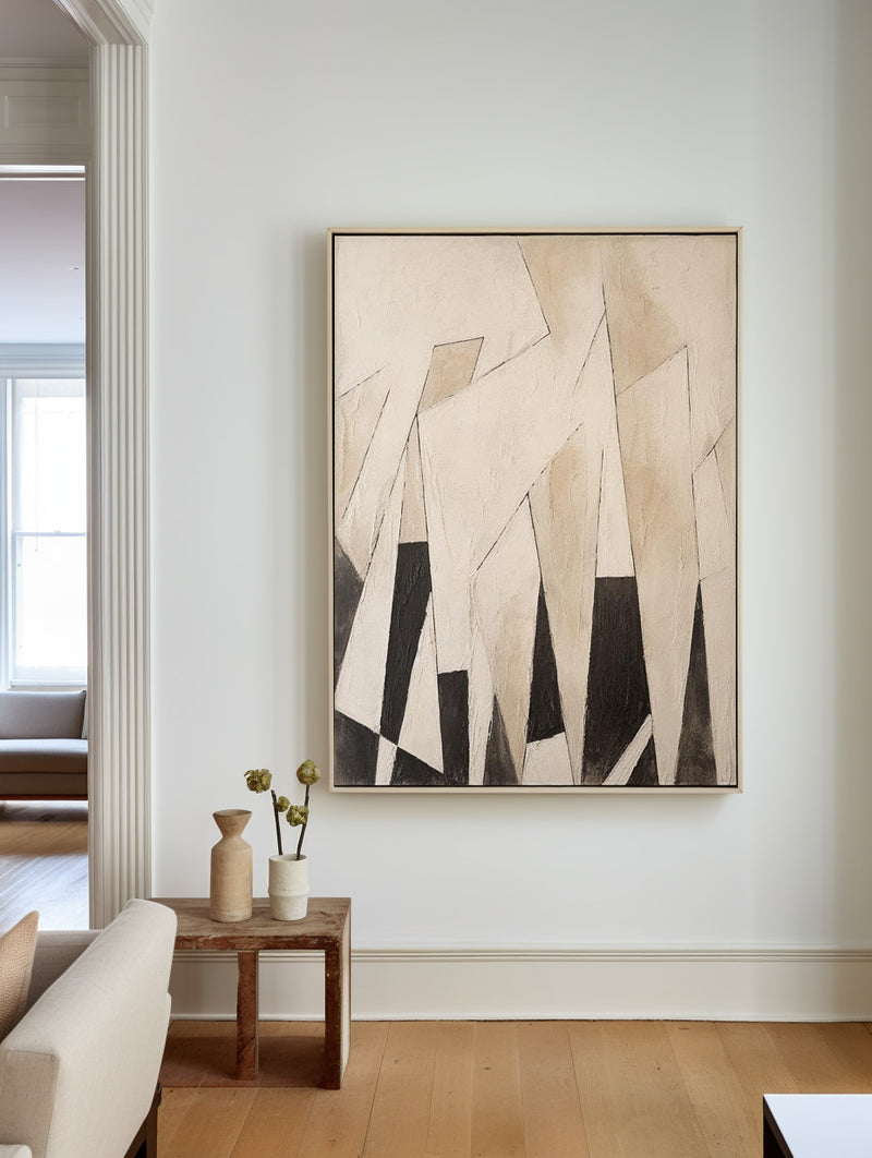 Modern Black And Beige Abstract Canvas Wall Art Earth Tone Minimalist Art Minimalist Painting  