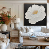 White Flower Abstract Painting Minimalist Abstract Art On Canvas Modern Flower Painting Painting For livingroom