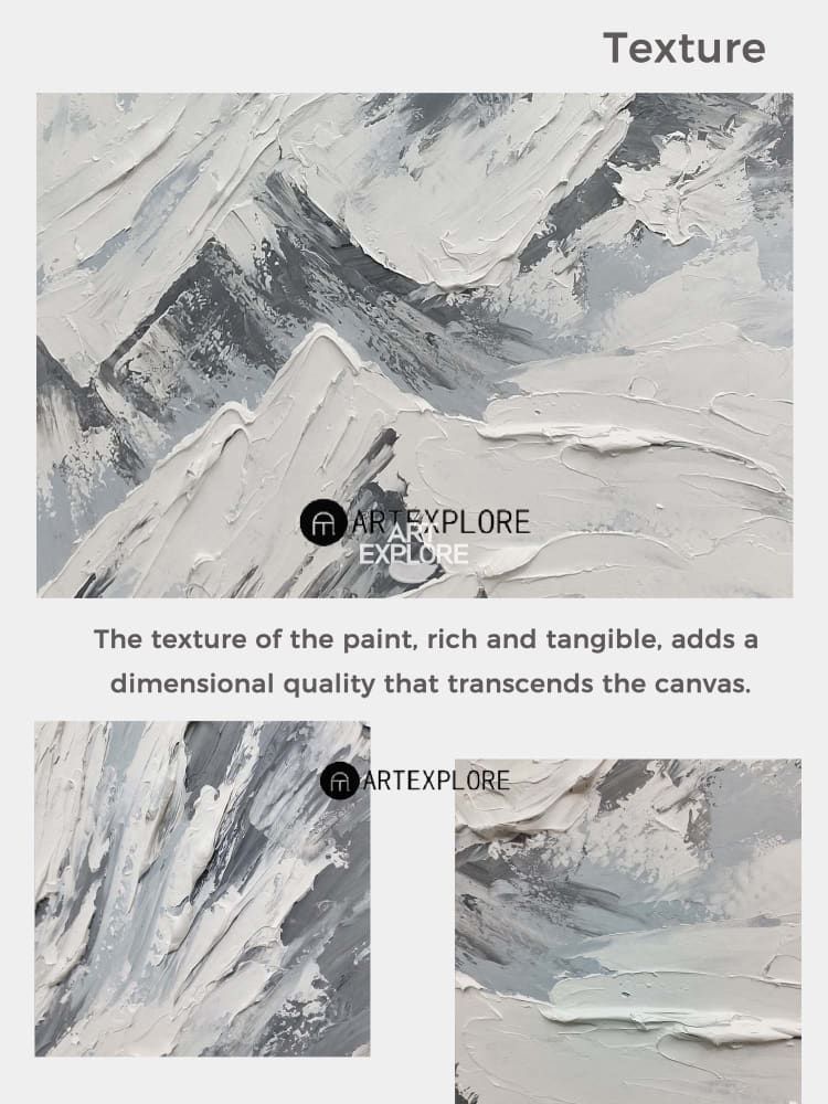 Large Snow Mountain Plaster Painting Mountain Art Blue White Snow Mountain Canvas Painting