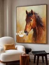 Modern Abstract Horse Painting Brown Tones Original Art For Living Room And Office Decor