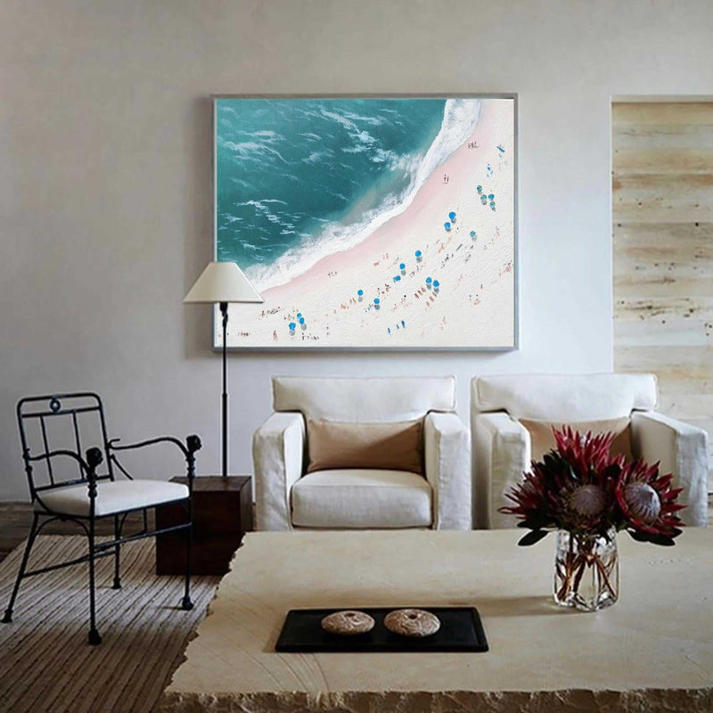Oversize Abstract Coastal Canvas Acrylic Seascape Paintings Modern Impressionist Seascape Painting
