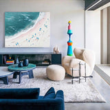 Extra Large Abstract Coastal Canvs Acrylic Seascape Painting Modern Impressionist Seascape Paintings