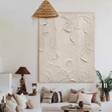 Large Plaster Art On Canvas White Abstract Painting White Minimalist Painting White 3D Textured Painting white wall art White abstract canvas art