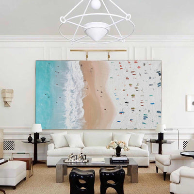 extra large modern coastal artwork seascape oil painting vintage beach wall art for living room