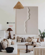 Wabi-sabi Beige Plaster Painting Minimalist Abstract Art Off White Minimalist Plaster Wall Art