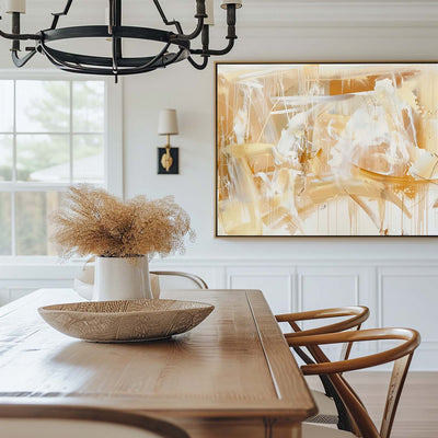 Modern Yellow And White Minimalist Abstract Art On Canvas Abstract Painting For Sale