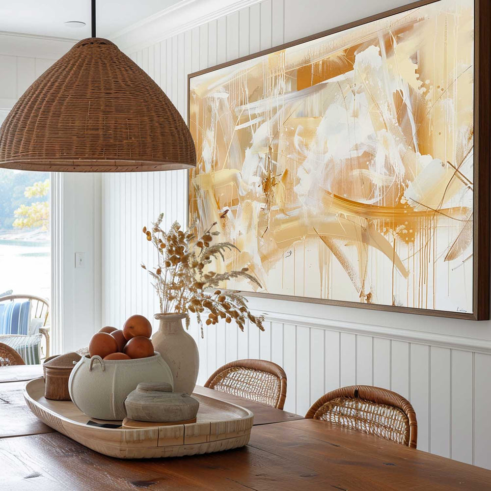 Modern Yellow And White Minimalist Abstract Art On Canvas Abstract Painting For Sale