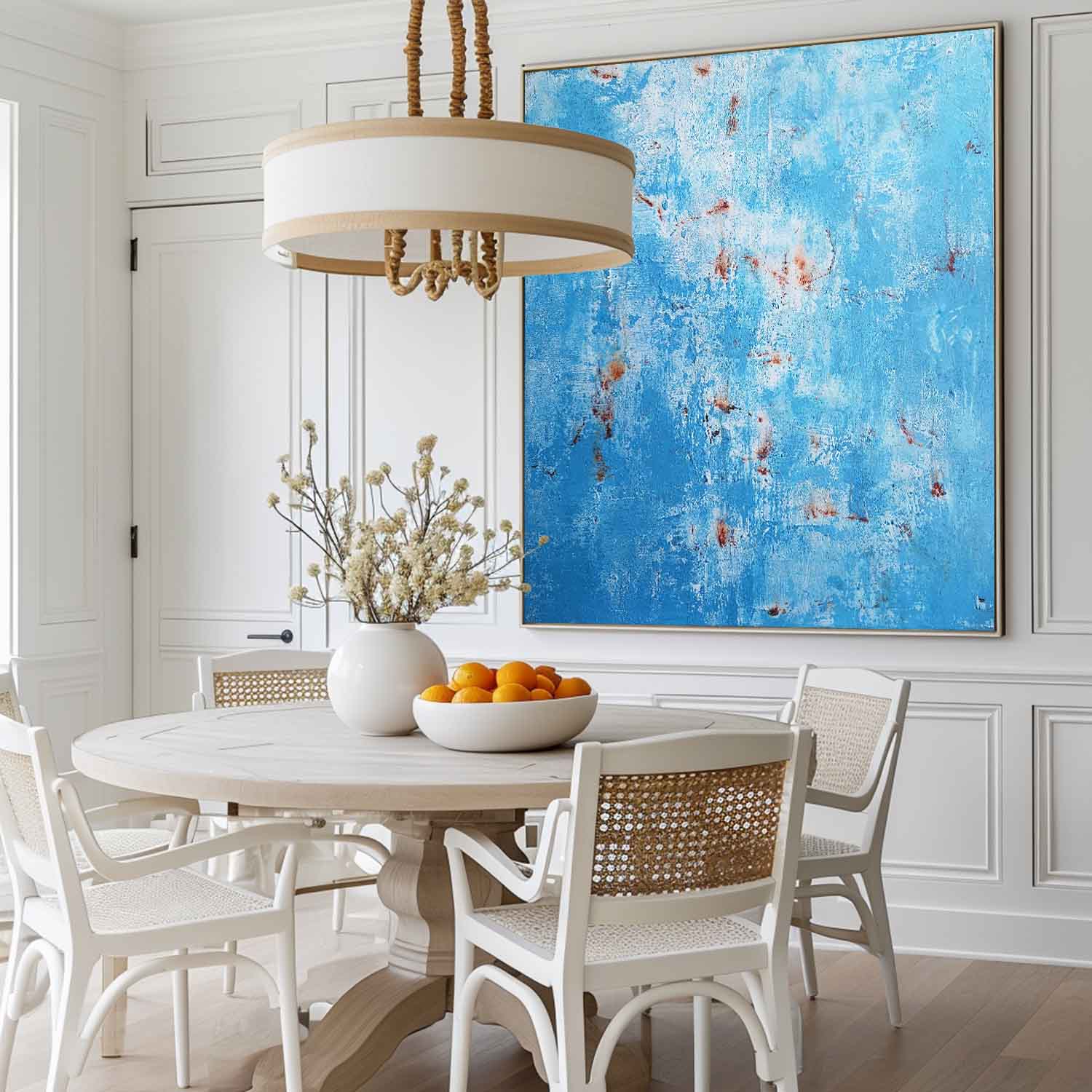 Blue Pollock Wall Art Blue Square Abstract Wall Art Bauhaus Painting Canvas Wall Art For Livingroom