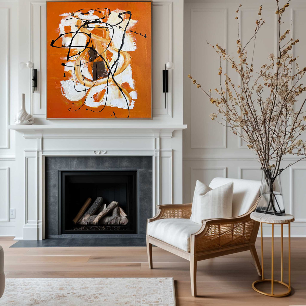 Orange Abstract Painting Oversized Abstract Canvas Art Abstract Interior Painting Modern Abstract Painting Large Canvas Art For Living Room