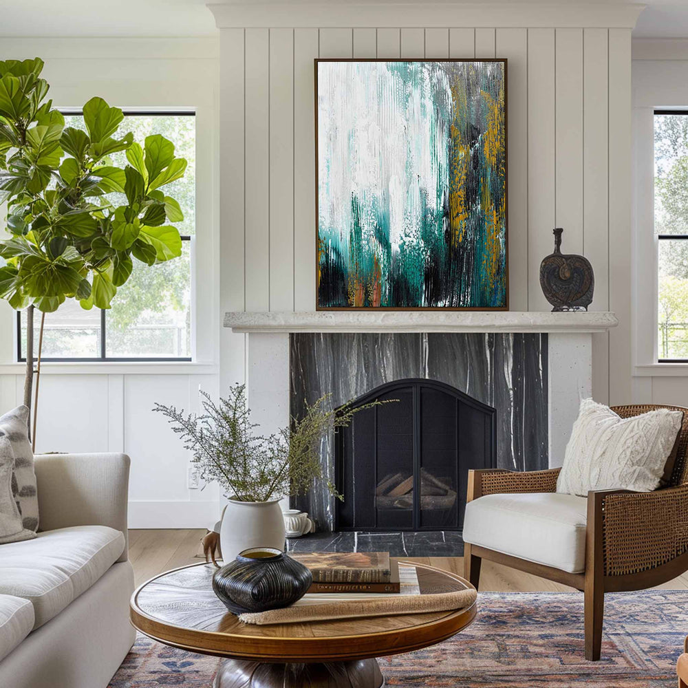 Abstract Green Canvas Painting Large Original Acrylic Abstract Canvas Art Modern Abstract Painting 